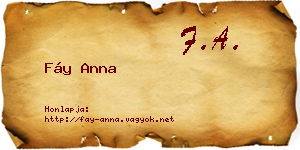 Fáy Anna névjegykártya
